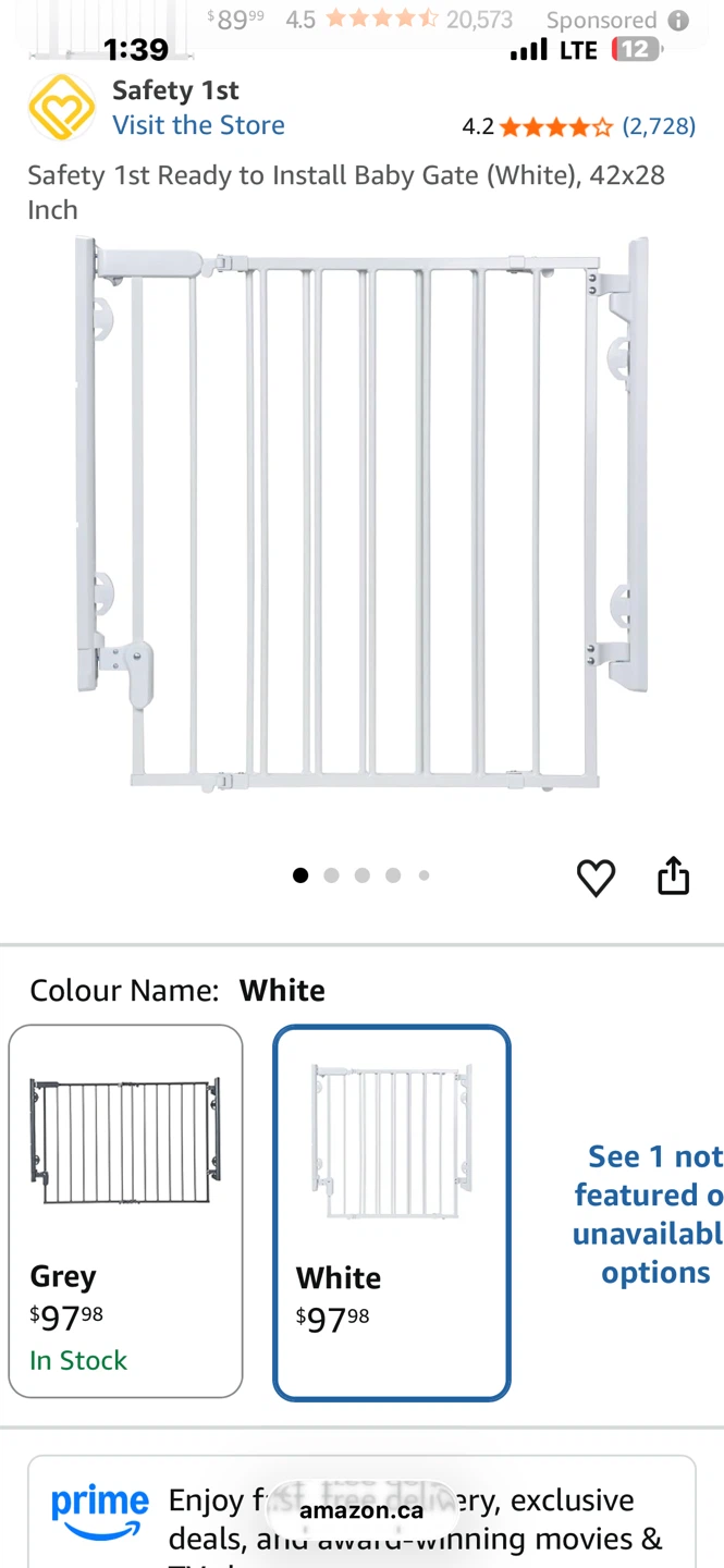 👶 Brand New Safety 1st Ready to Install Baby Gate – White