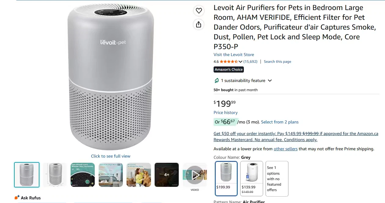 Levoit Core P350-P Air Purifier - Grey