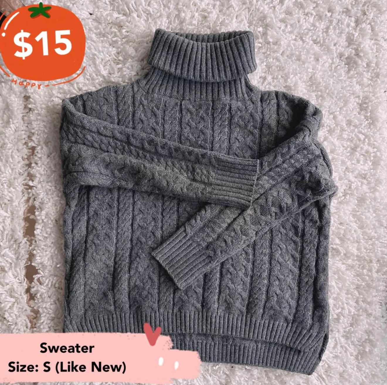 Grey Turtleneck Sweater