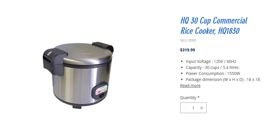 HQ 30 Cup Commercial Rice Cooker HQ1830