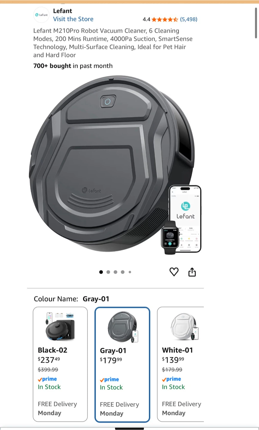 Like-New! Lefant M210Pro Robot Vacuum Cleaner