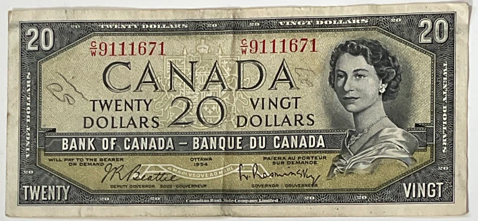 1954 Canada Twenty Dollar Bill - Bank of Canada