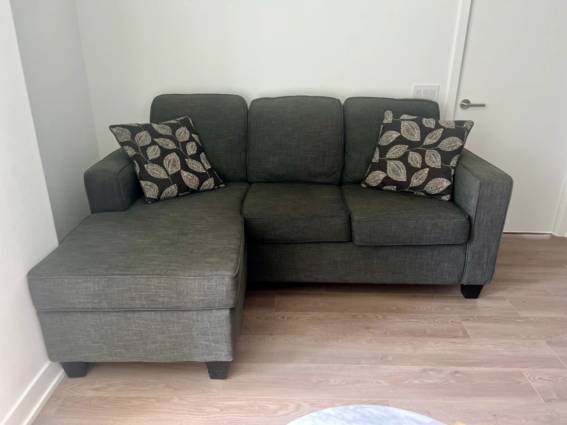 Dark Grey Sectional Sofa with Chaise - photo 2