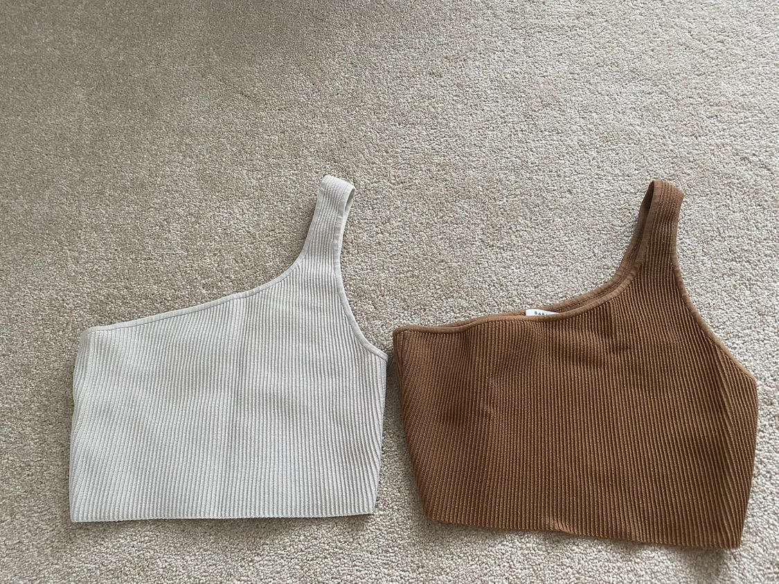 BABATON One Shoulder Knit Tops (Set of 2)