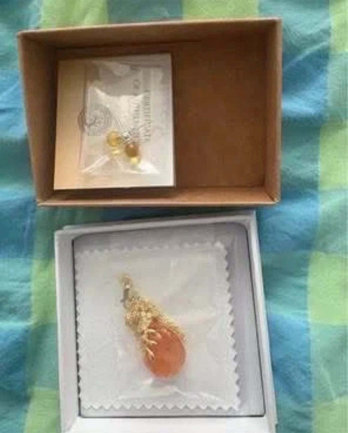 Amber earrings & Amber necklace -New, Both together for $5