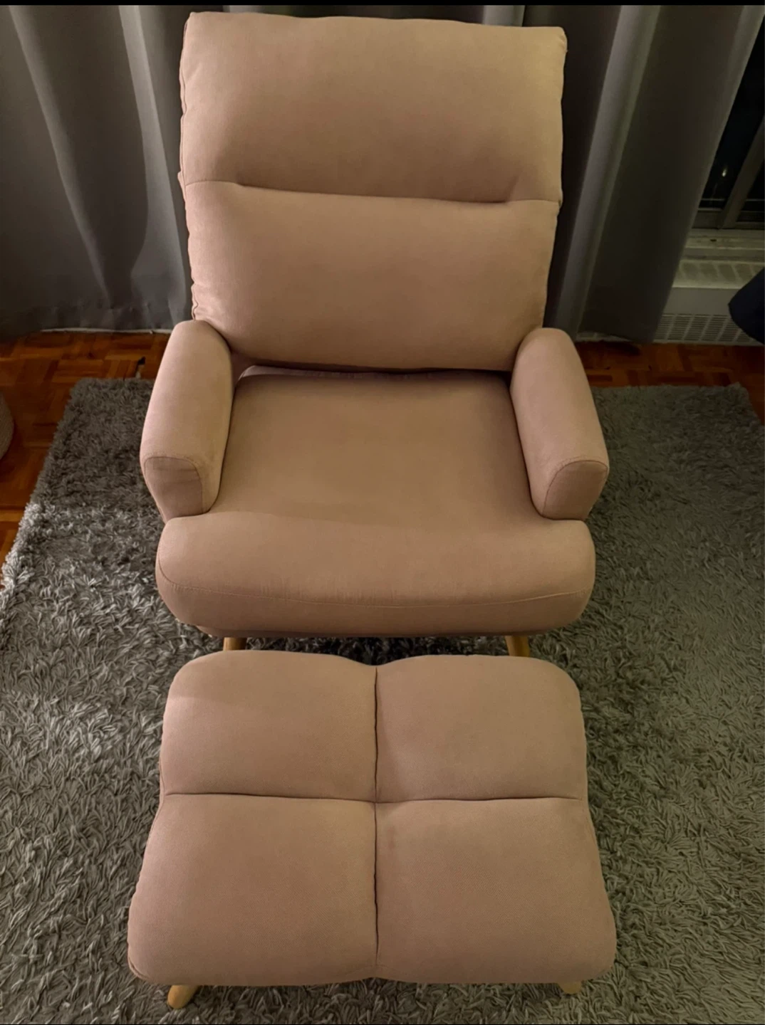Soft Pink Accent Chair with Ottoman - photo 2