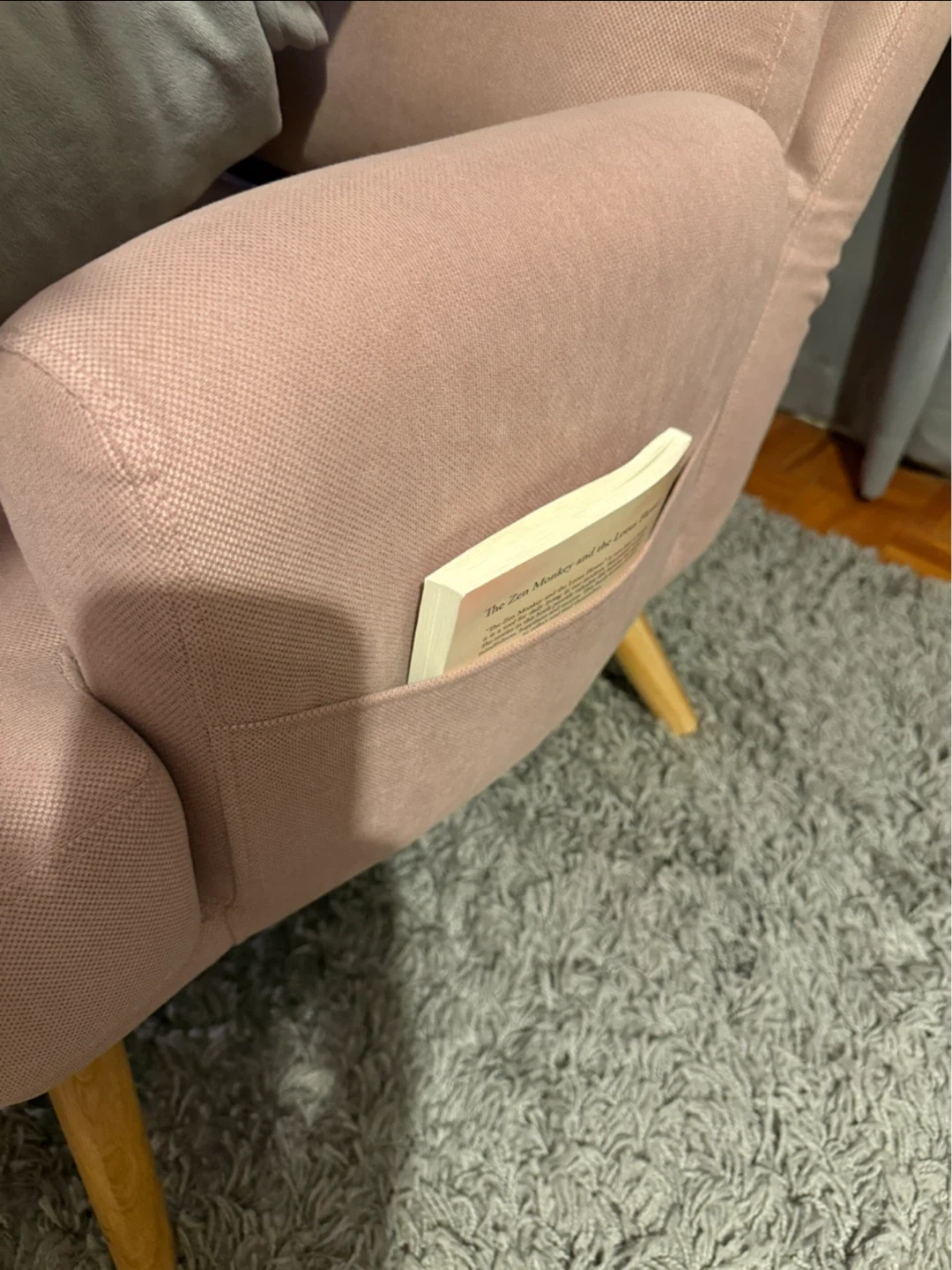 Soft Pink Accent Chair with Ottoman - photo 3