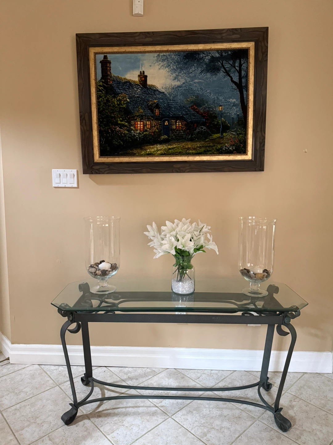 Glass and Metal Console Table