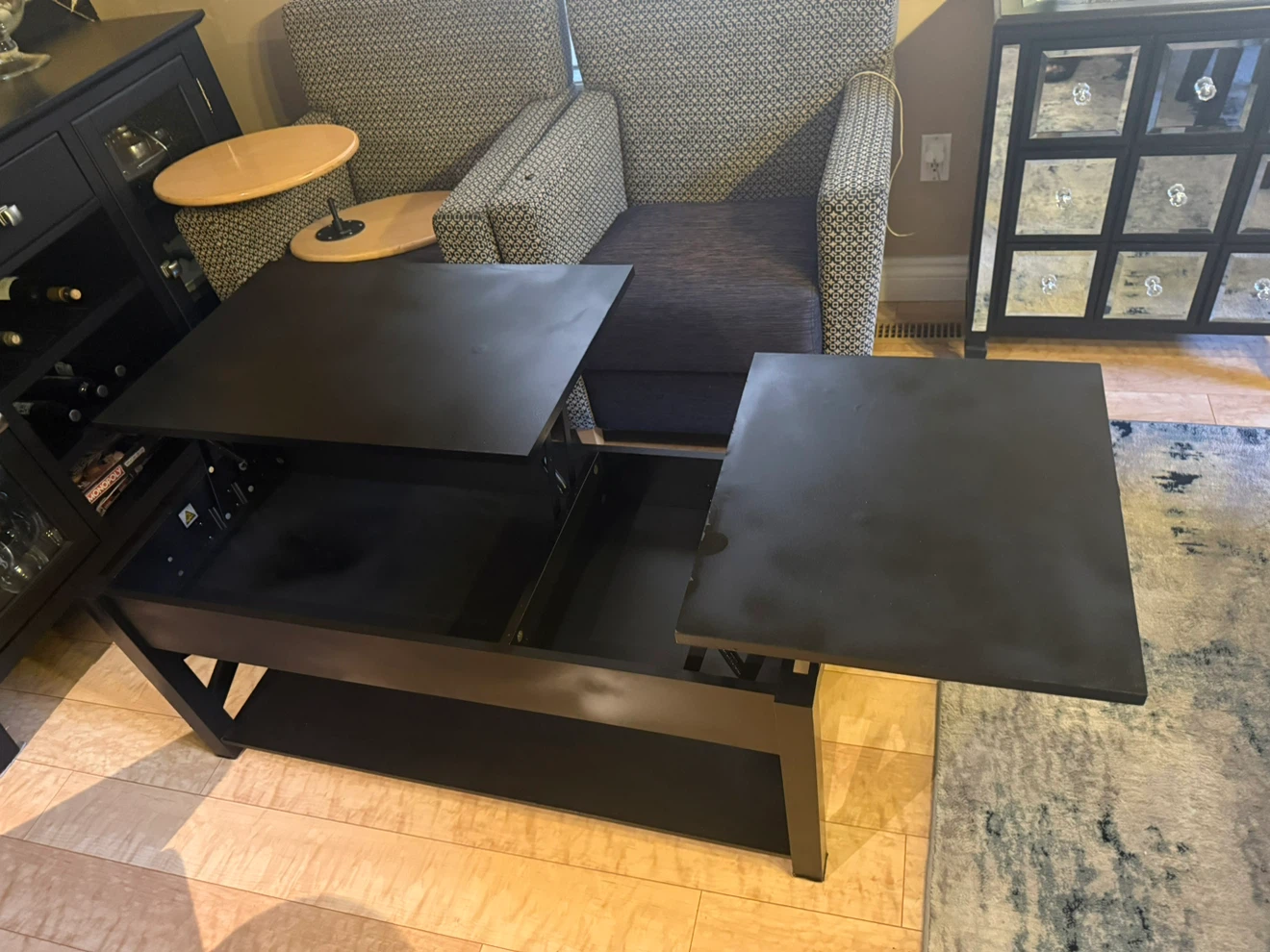 Black Lift-Top Coffee Table with Storage - photo 3