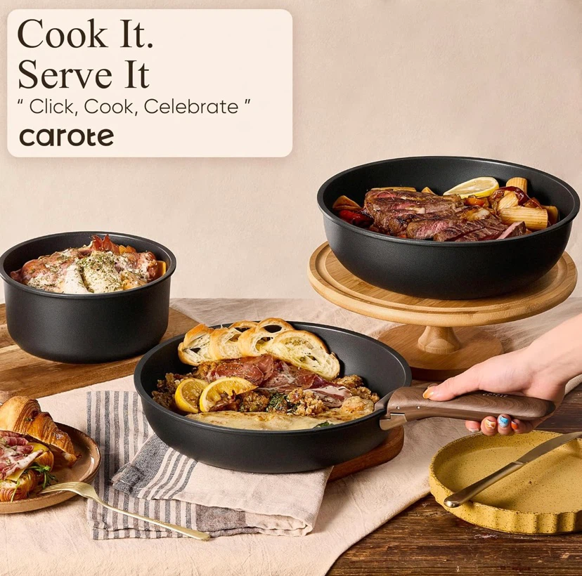New CAROTE 19pcs Pots and Pans Non Stick Cookware Set - photo 2