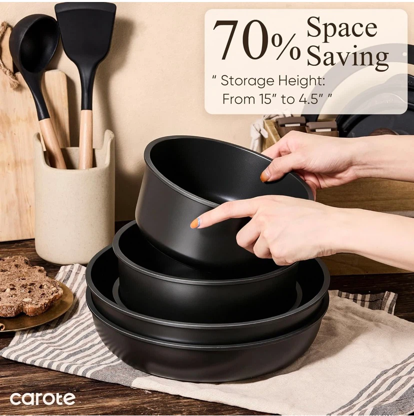 New CAROTE 19pcs Pots and Pans Non Stick Cookware Set - photo 5
