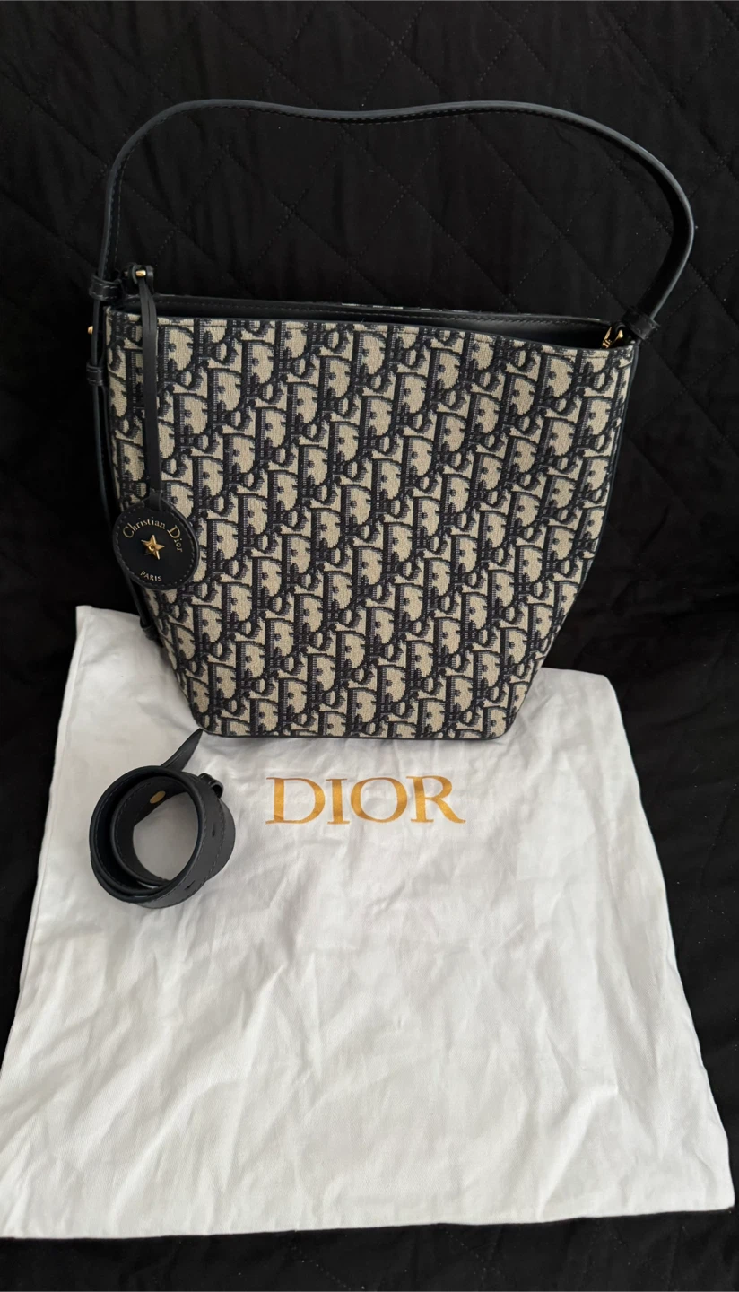 Pre-loved Christian Dior Canvas Oblique Bucket Bag
