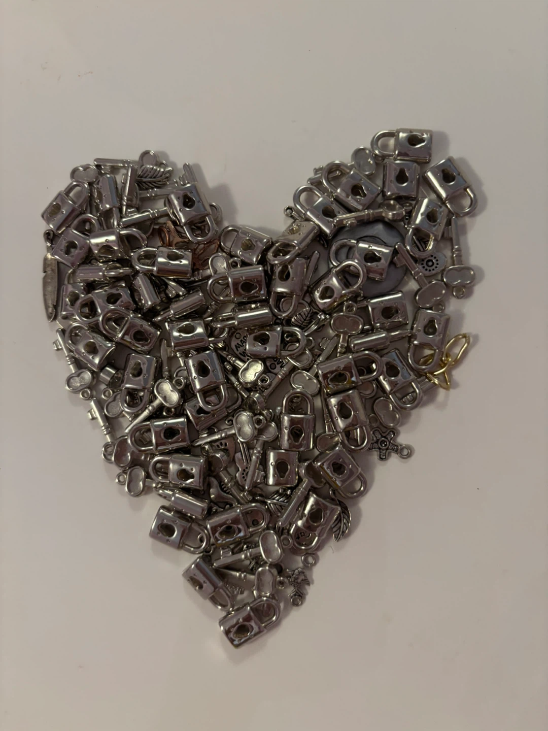 Lot of 100+ Tiny Padlock & Key Charms