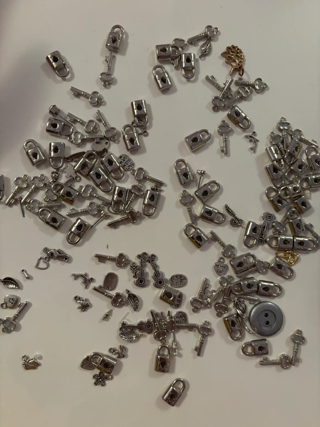 Lot of 100+ Tiny Padlock & Key Charms - photo 2