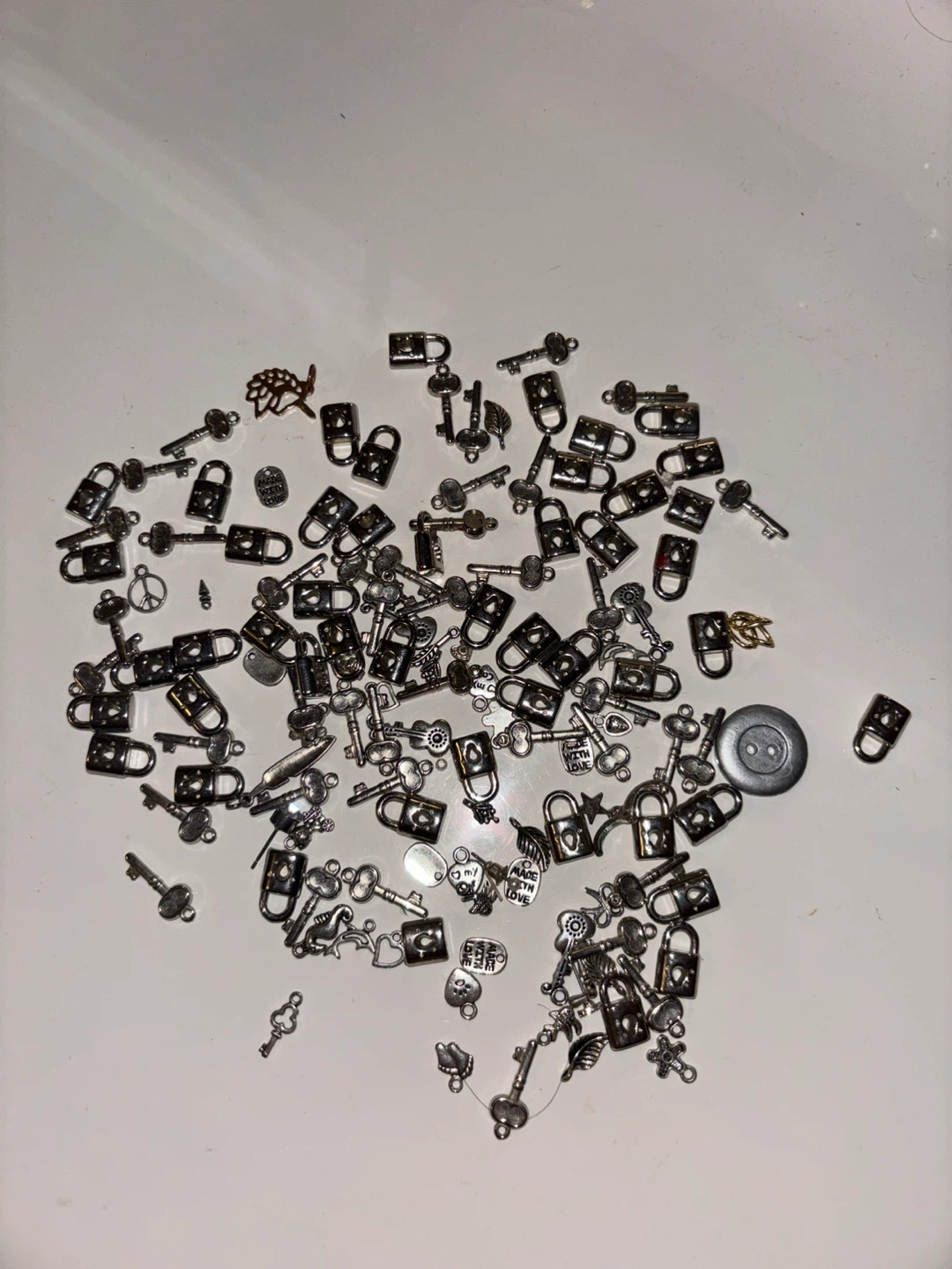 Lot of 100+ Tiny Padlock & Key Charms - photo 3