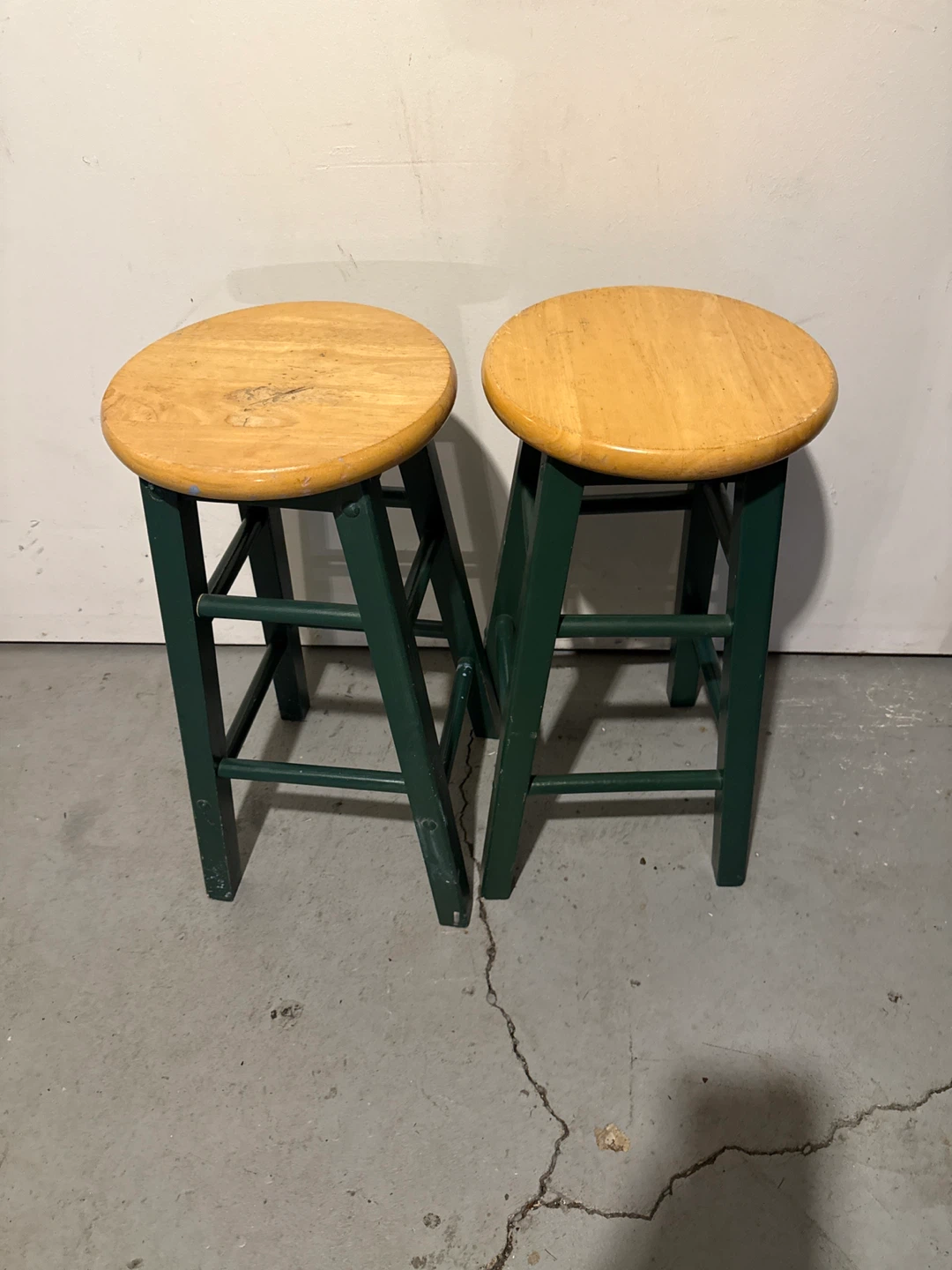 Set of 2 Green & Natural Wood Bar Stools - photo 2