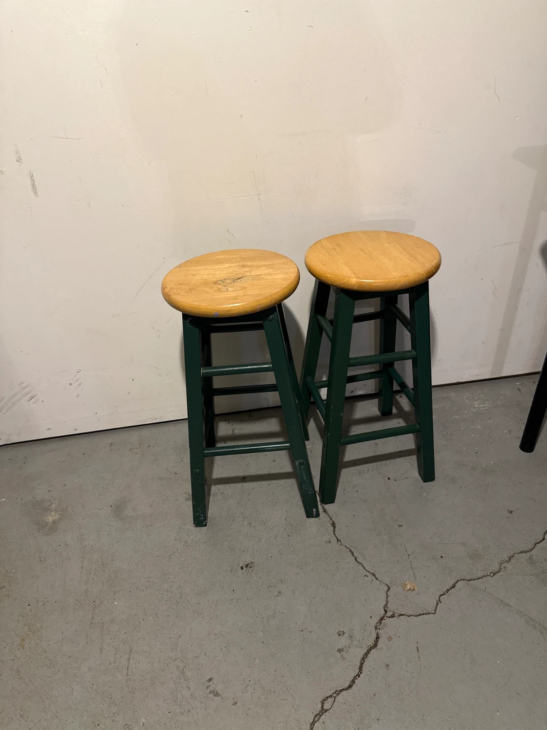 Set of 2 Green & Natural Wood Bar Stools - photo 4