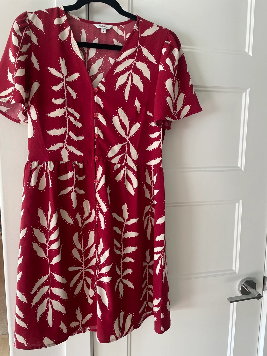 Reitmans Red Leaf Print Dress - Size S