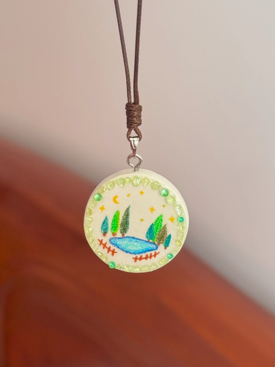 100% handmade clay necklace