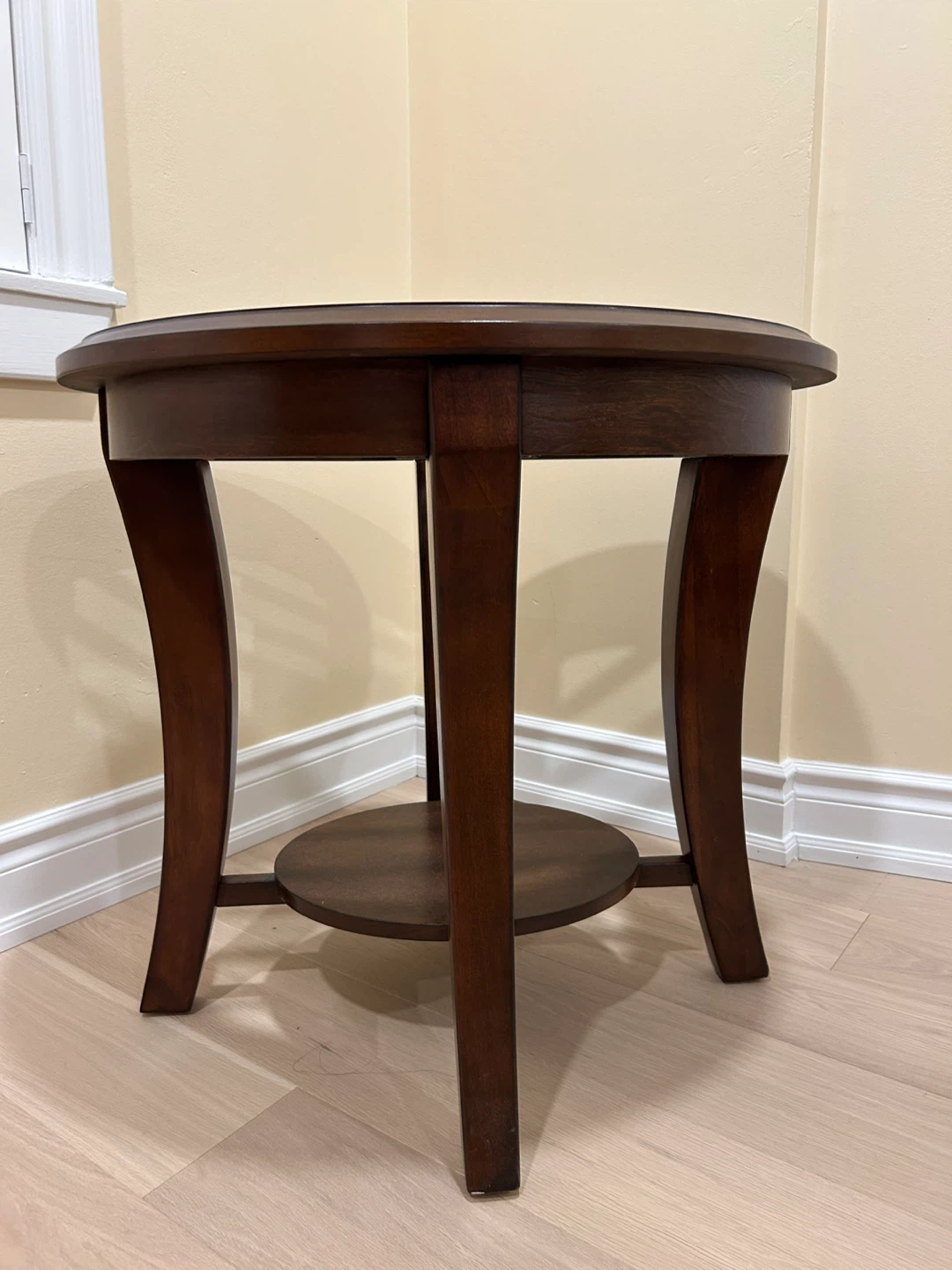 Wood Oval Side Table with Glass Top - photo 2
