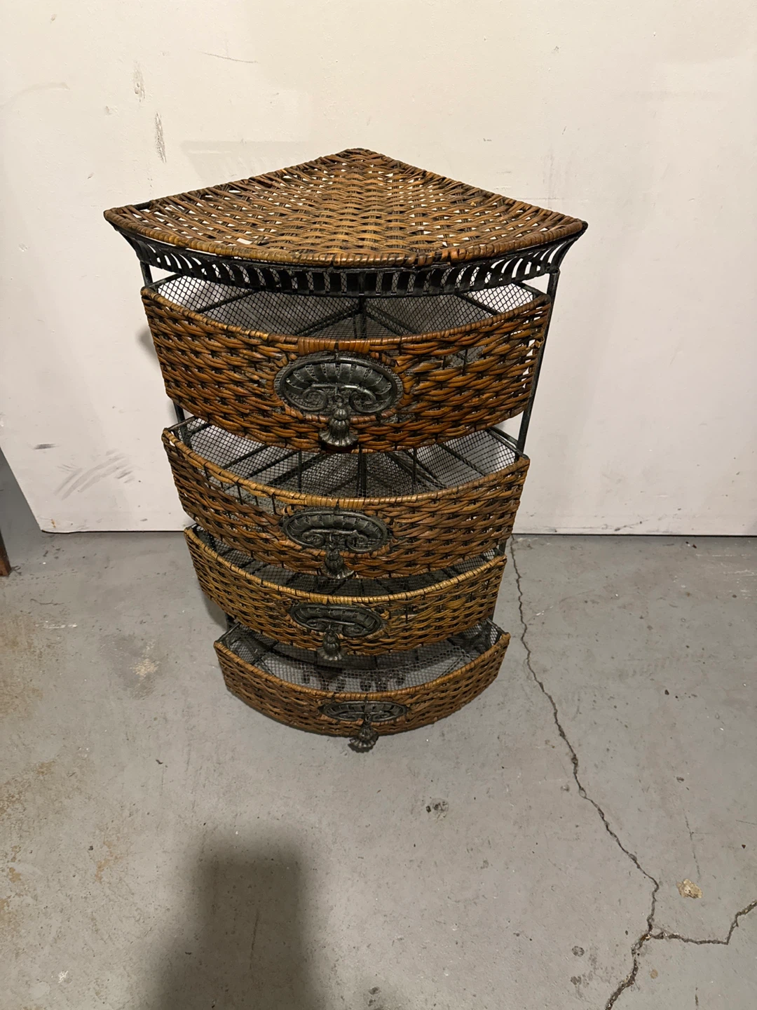 Wicker Corner Storage Unit with 4 Drawers - photo 3