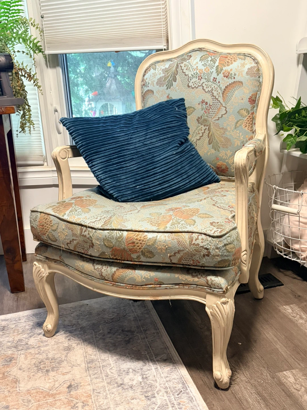 Vintage Accent Chair with Floral Upholstery