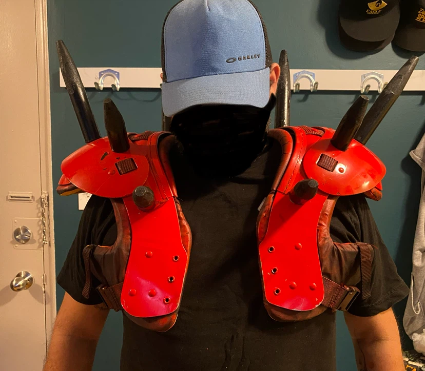 Red Spiked Shoulder Pads for Costume