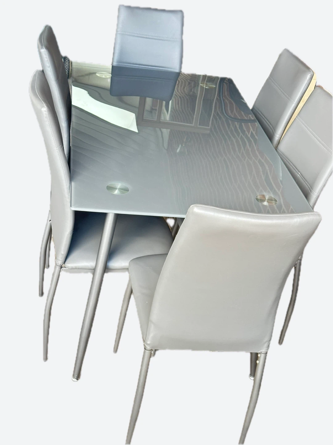 Glass Dining Table with 6 Chairs