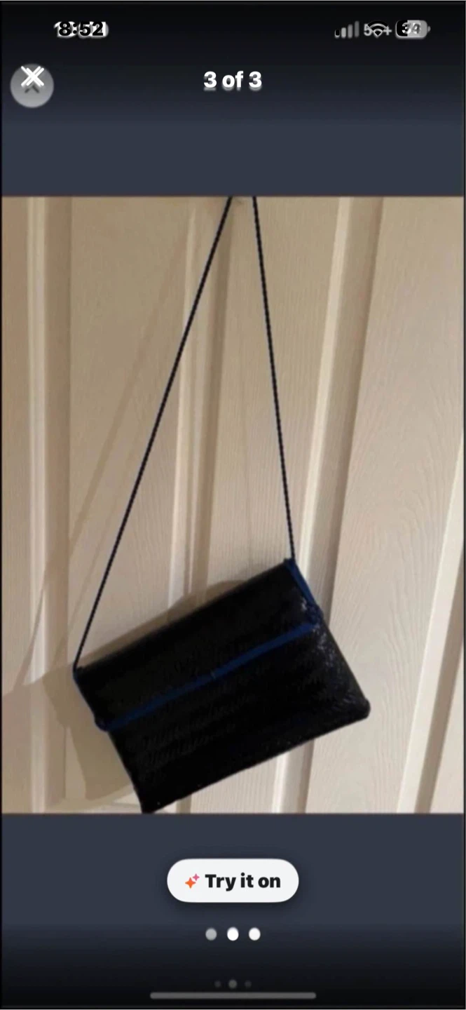 Blue woven clutch purse with blue trim - photo 2