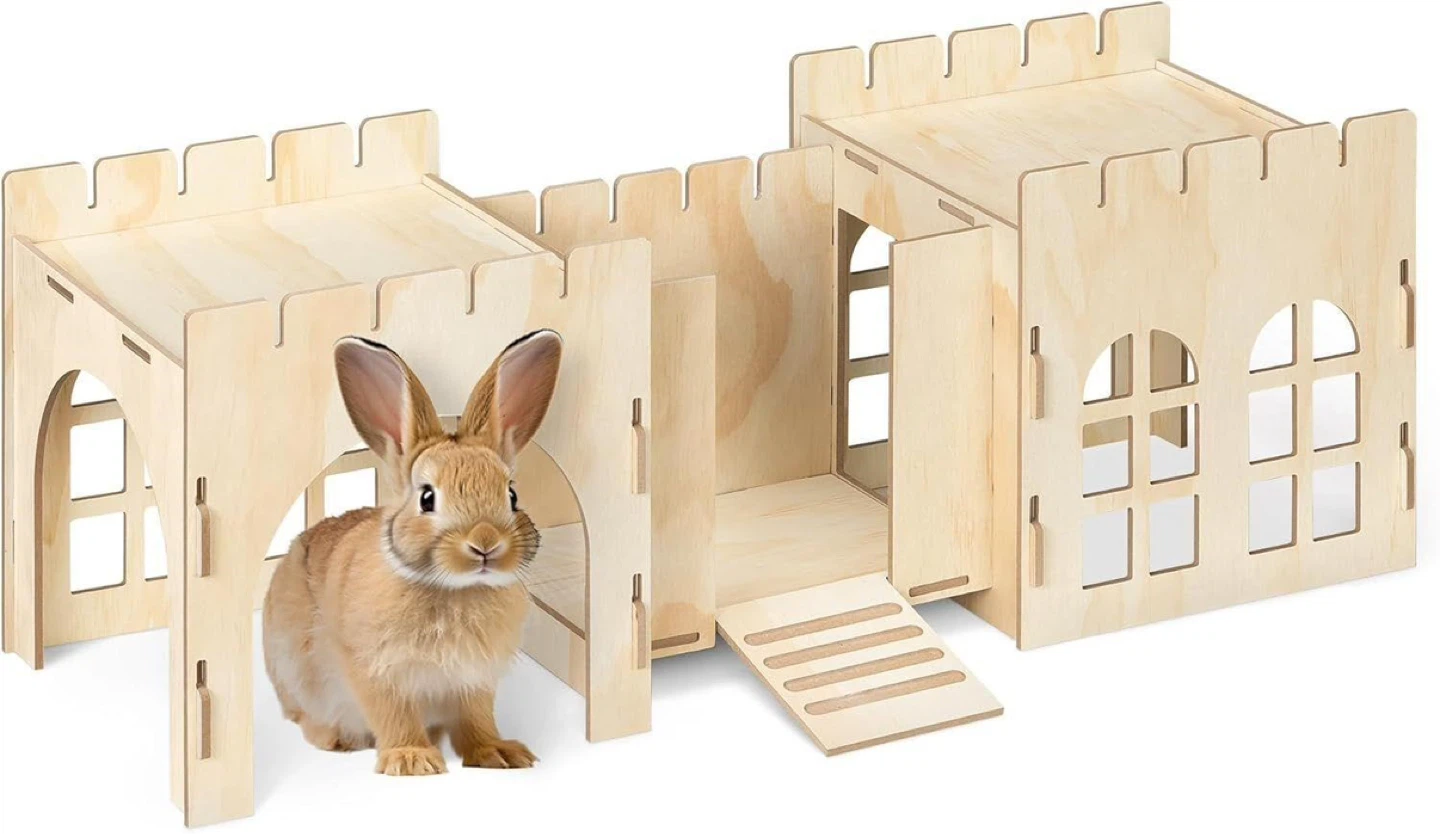 Wooden Castle Hideaway for Bunnies