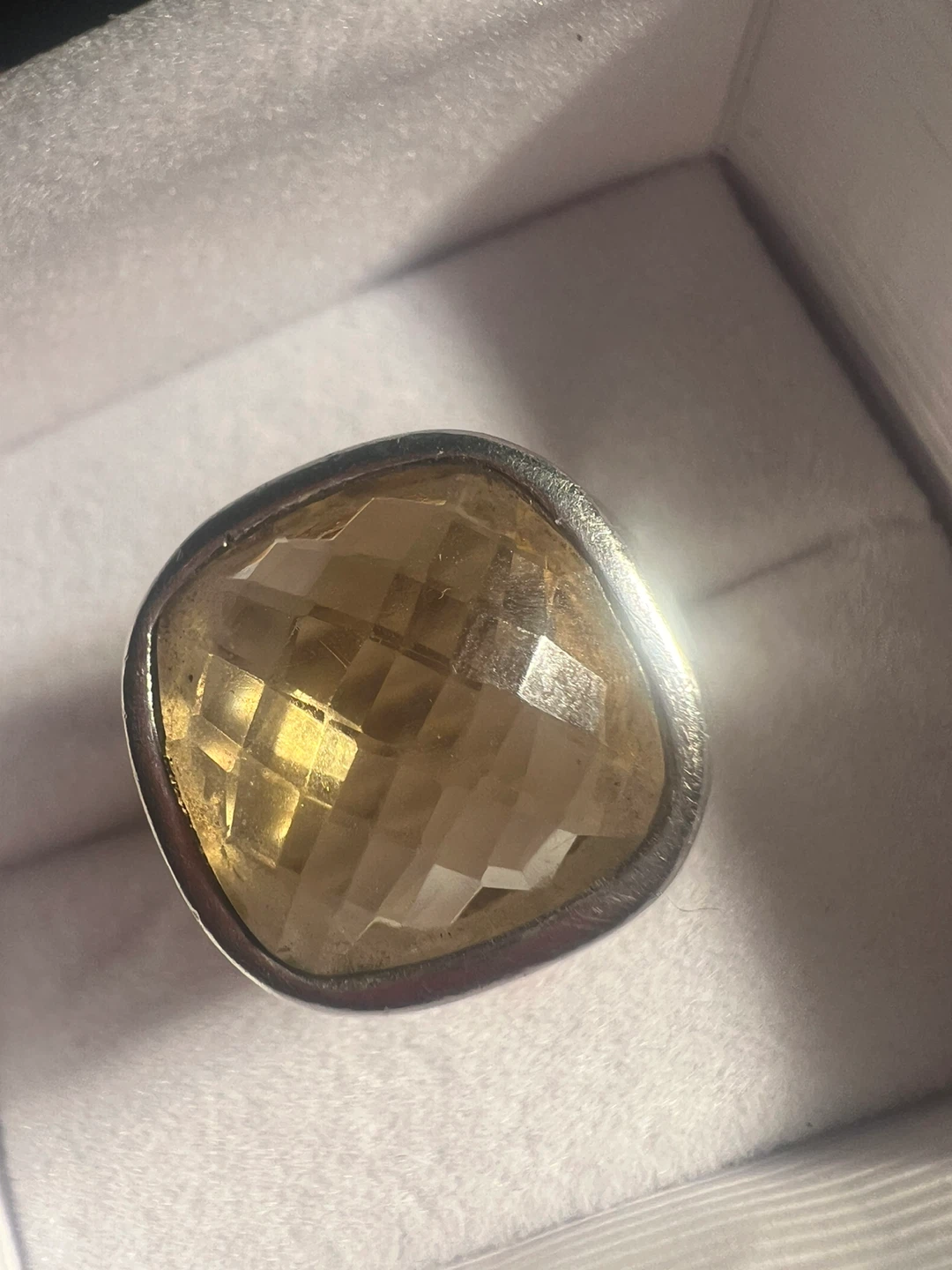 Sterling Silver Ring with Large Citrine Stone