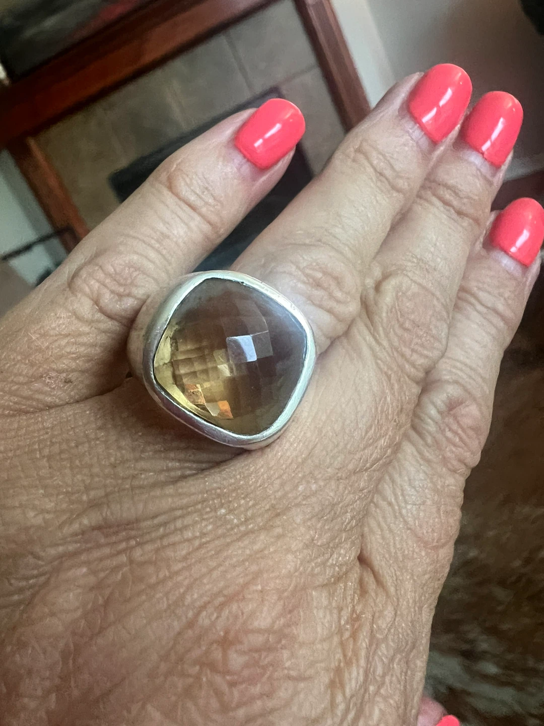 Sterling Silver Ring with Large Citrine Stone - photo 5