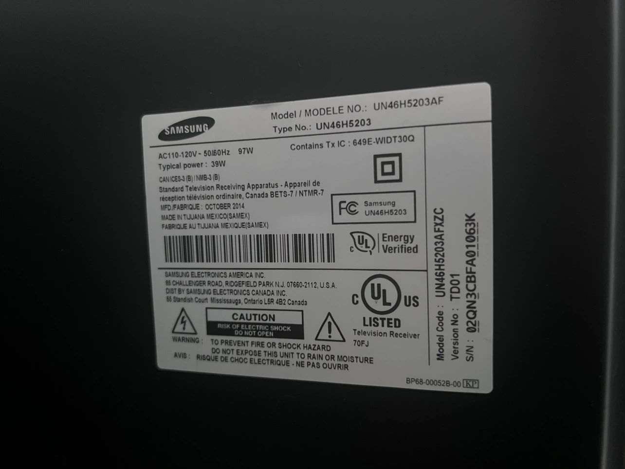 Samsung smart UN46H5203AF TV - photo 3