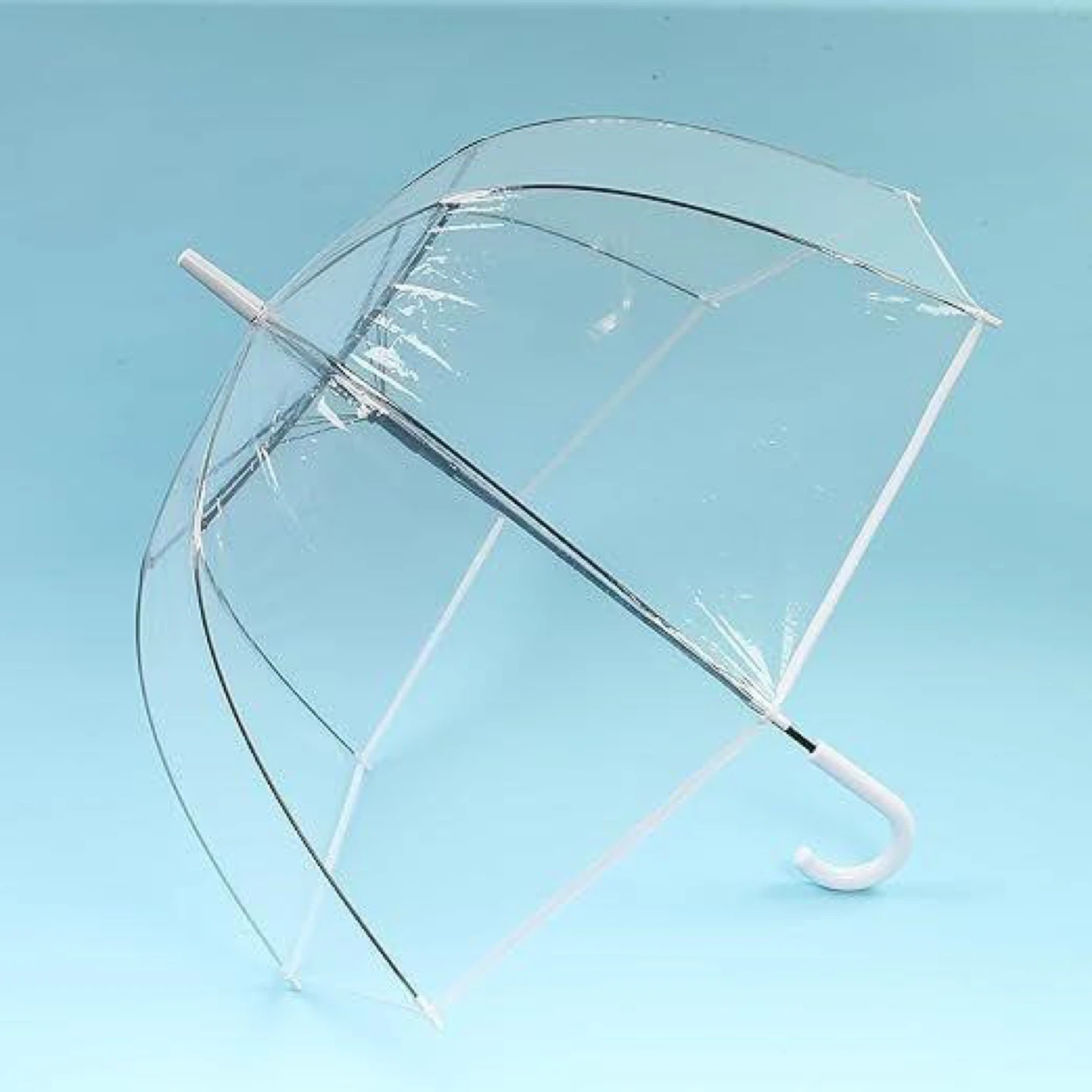 Set of 2 Clear Bubble Umbrellas with White Handles - photo 2