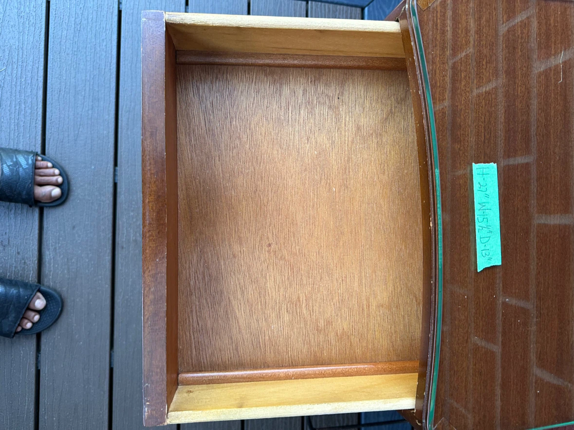 Vintage Wooden Nightstand with Glass Top - photo 3