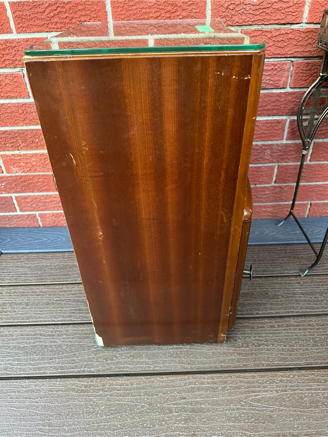 Vintage Wooden Nightstand with Glass Top - photo 4
