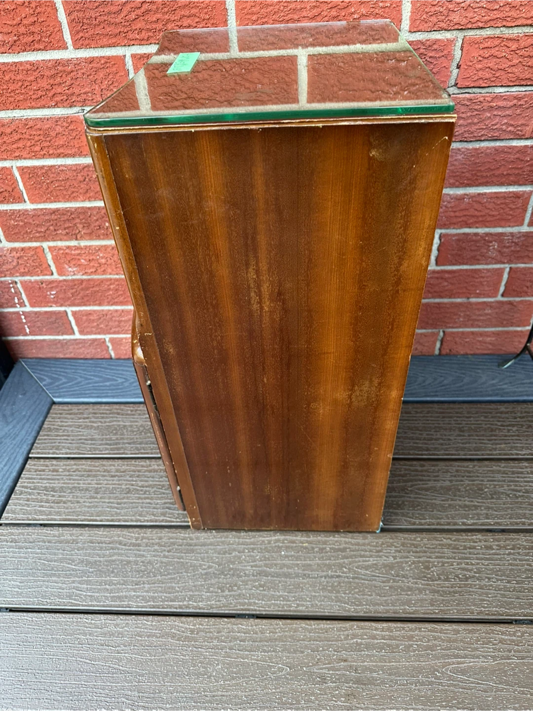 Vintage Wooden Nightstand with Glass Top - photo 5