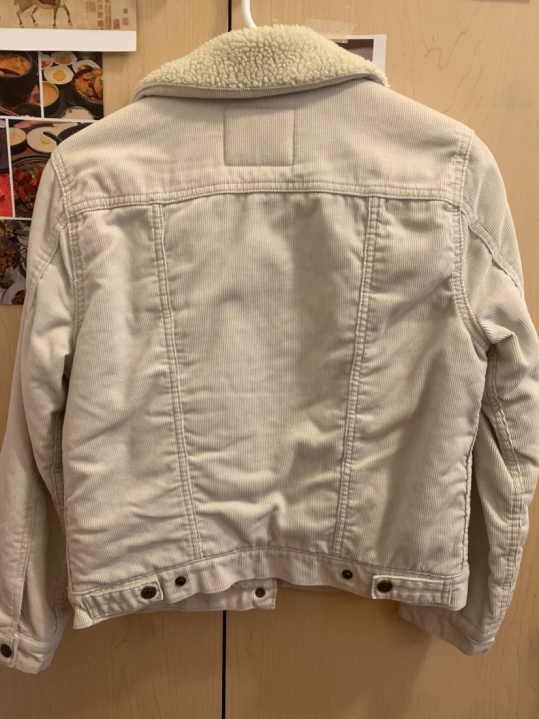 S Levi's Cream Corduroy Sherpa Trucker Jacket Cream Fuzzy Coat - photo 2
