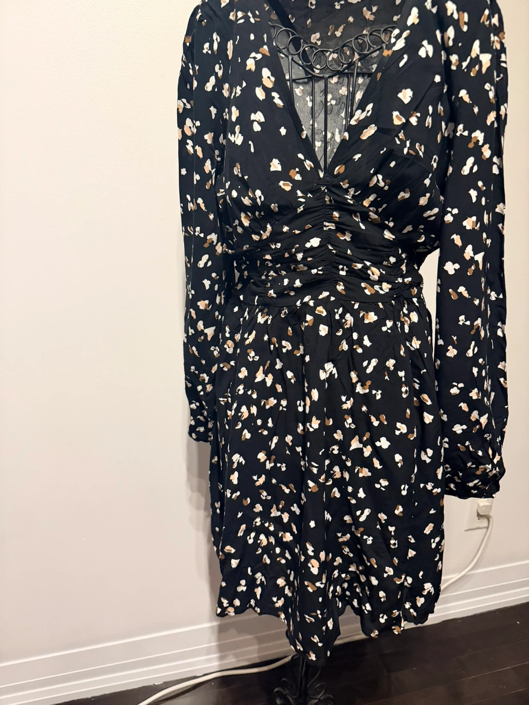 Black floral print dress