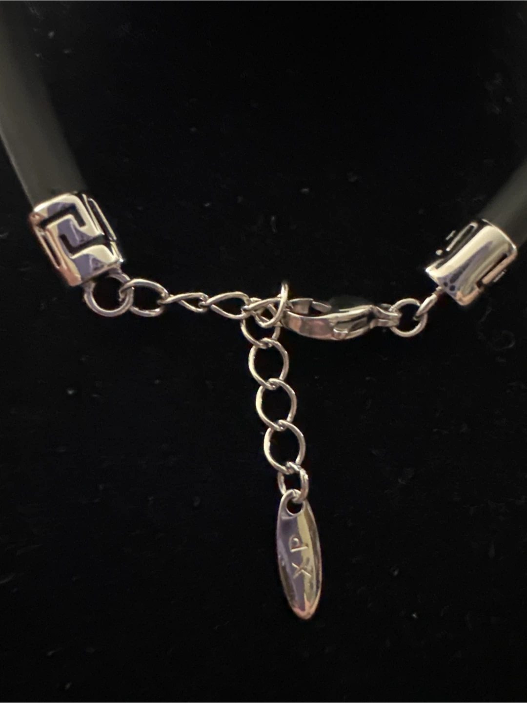 Black Silicone Bracelet with Silver Greek Key Accent - photo 3