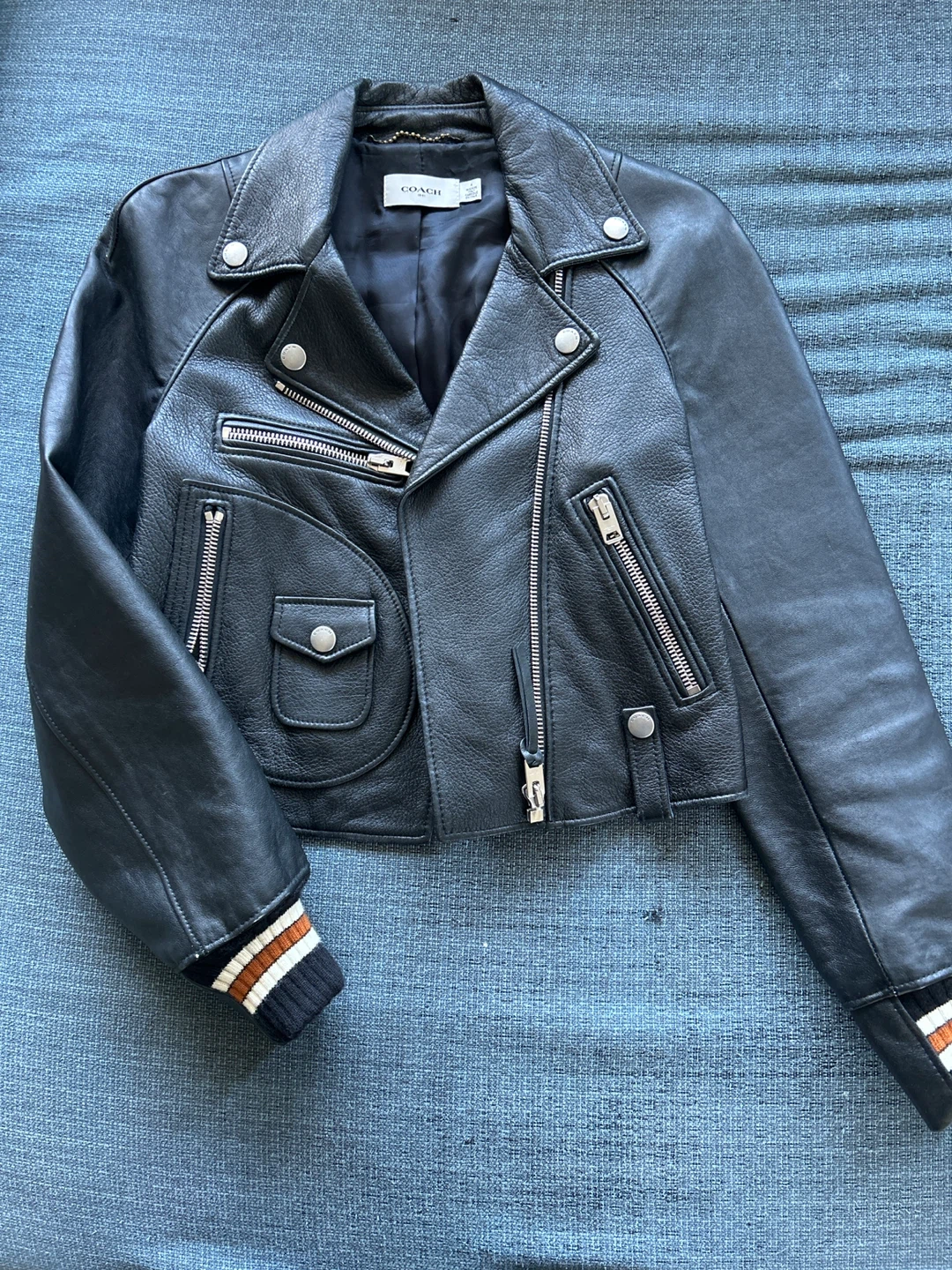 COACH Black Leather Moto Jacket - photo 2