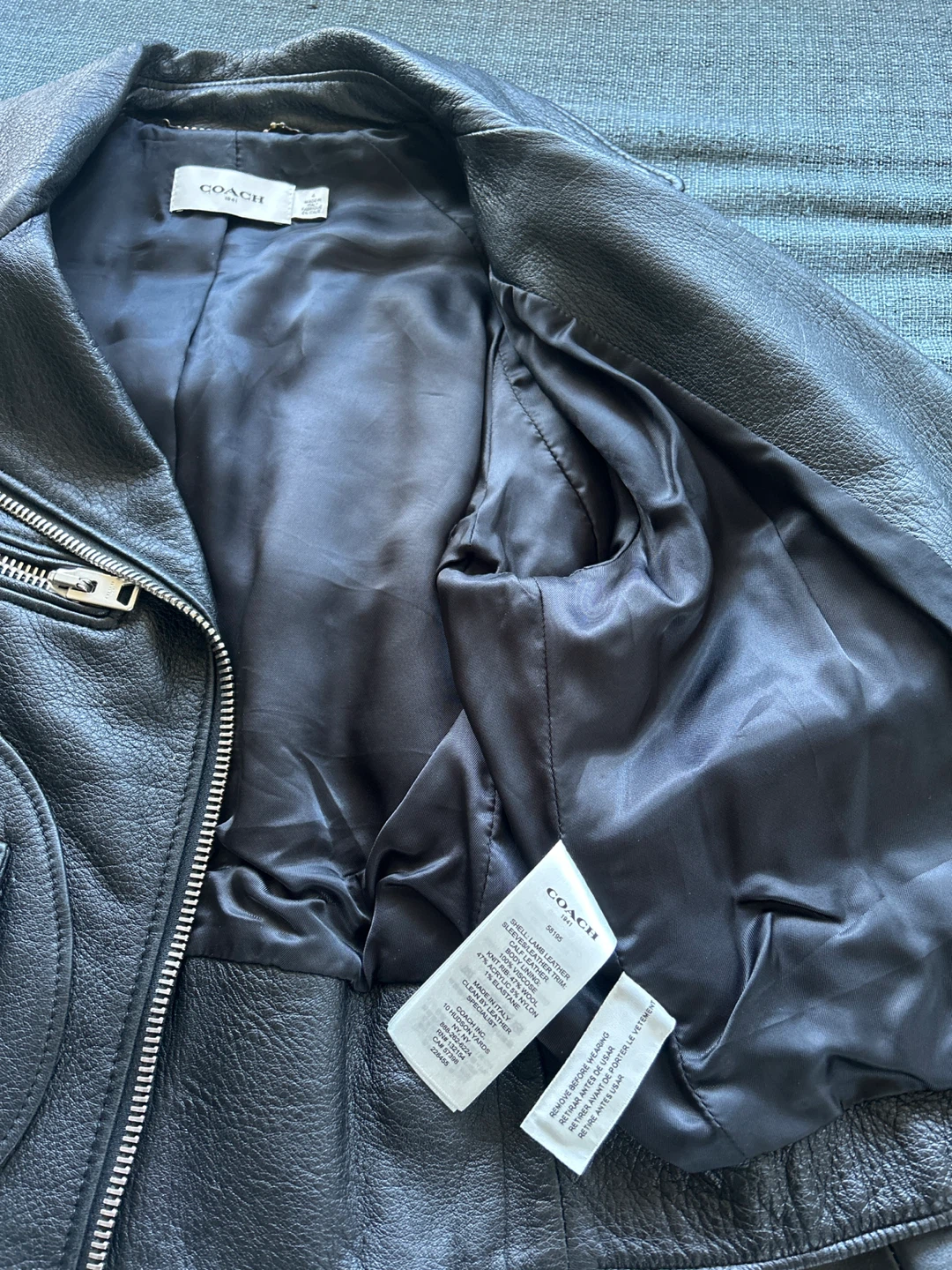 COACH Black Leather Moto Jacket - photo 4