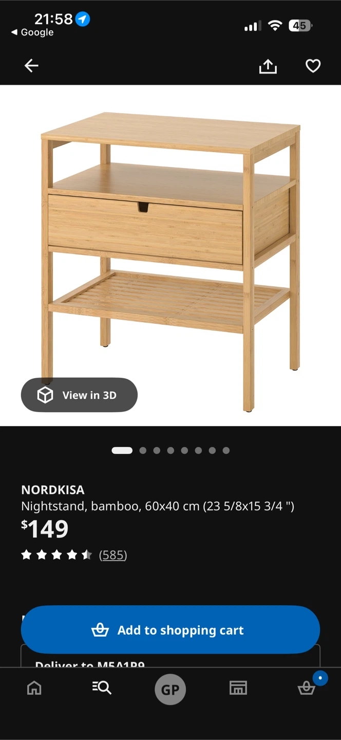 IKEA NORDKISA Nightstand - Bamboo - photo 2