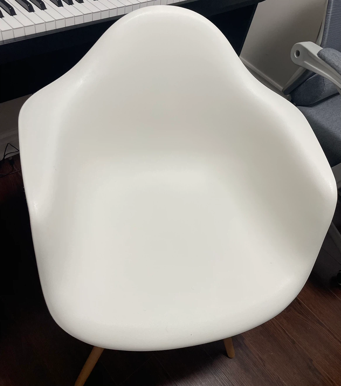 White Accent Chair with Wooden Legs