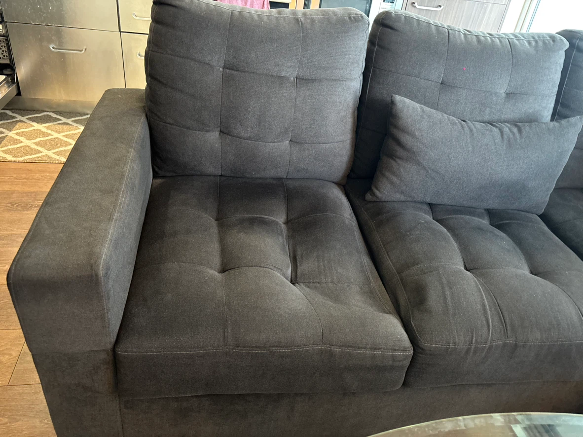 Modern Dark Grey Sofa Set + Glass Centre Table - photo 4
