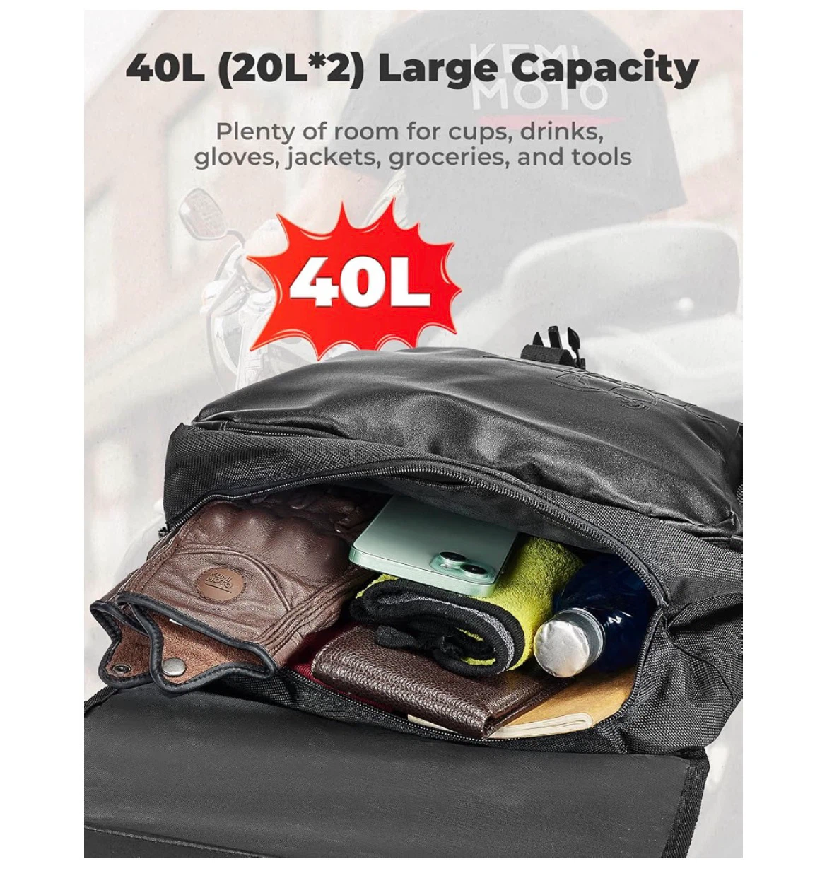 KEMIMOTO Motorcycle Saddlebags 40L - photo 2