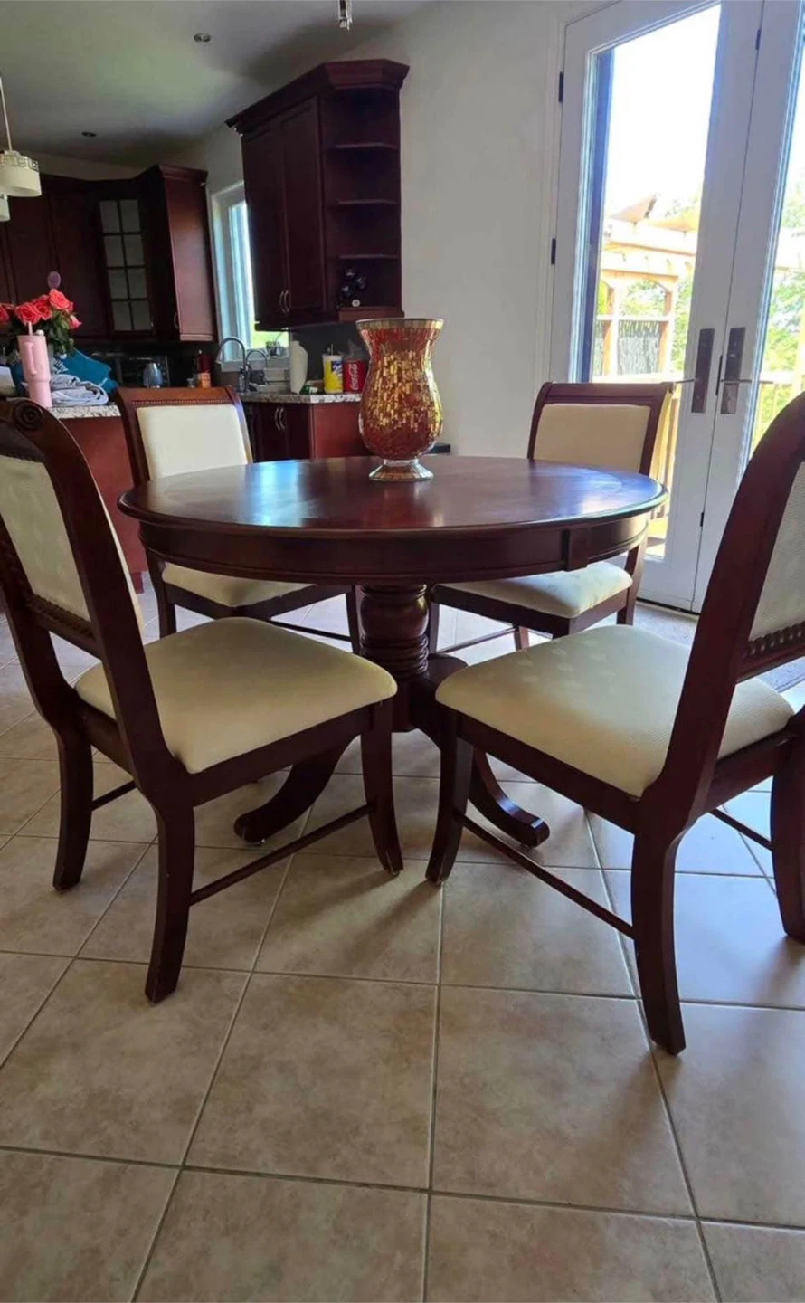 Round Pedestal Dining Table with 4 Chairs - photo 2