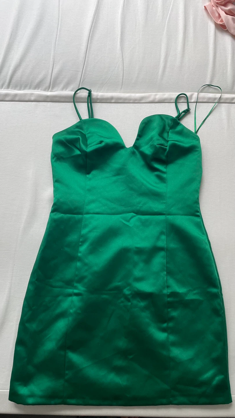 MNG Green Satin Slip Dress