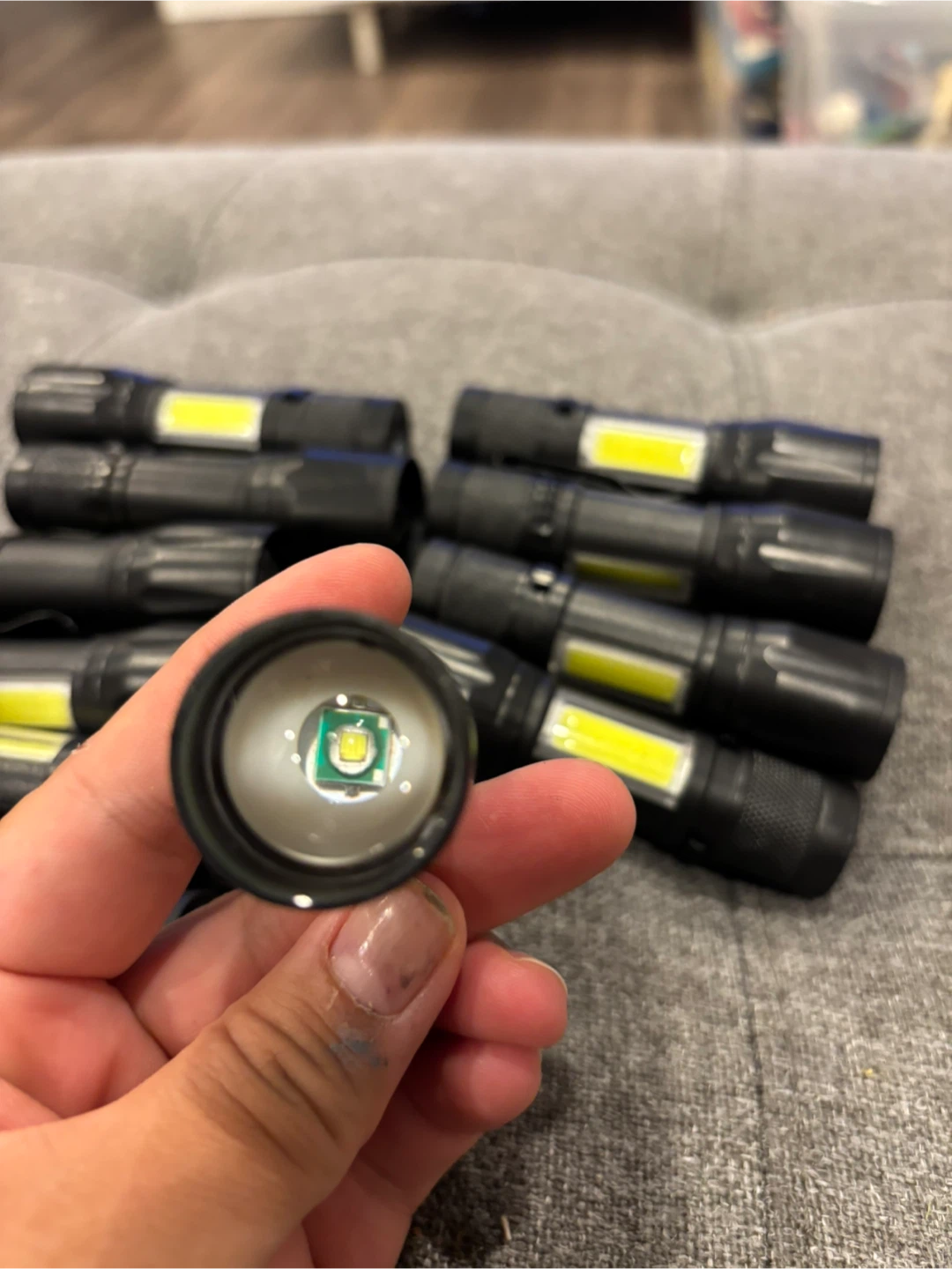 Lot of 12 Black COB LED Flashlights with USB Charging - photo 2