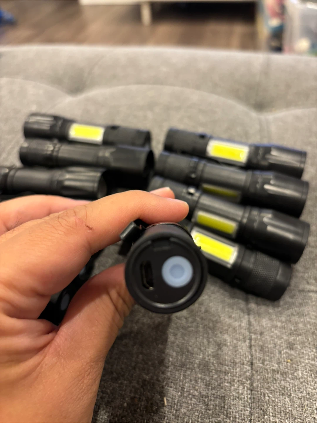 Lot of 12 Black COB LED Flashlights with USB Charging - photo 3